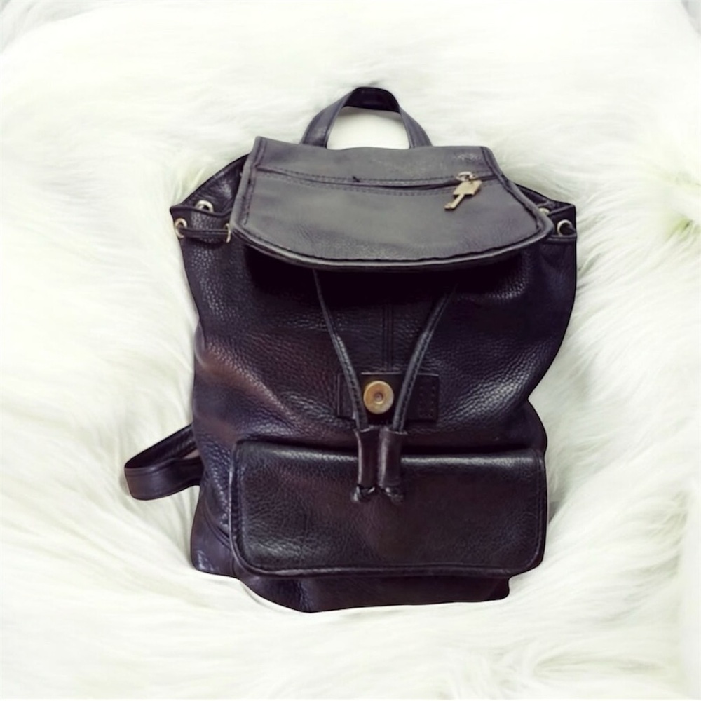 FOSSIL Genuine Leather Vintage Backpack Original Key Fob Bag Charm